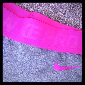 Nike pro pink gray leggings tights small